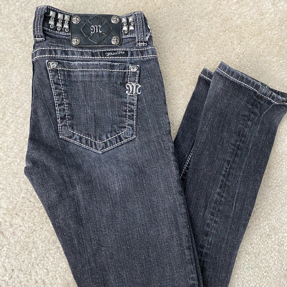 Black Miss Me Studded Belt, Size 27, Jeans